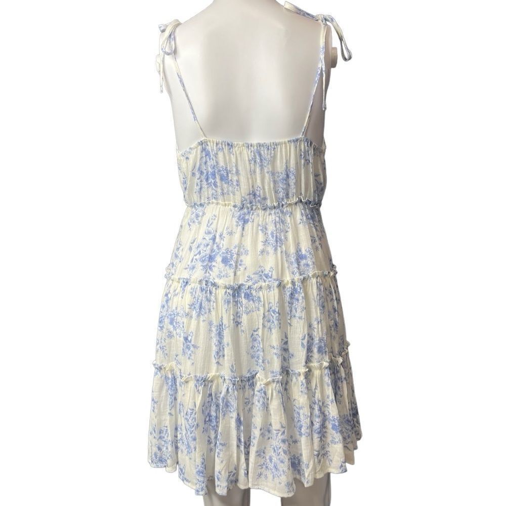 MINE Floral Tiered Mini Dress Blue and White Size Small - Picture 3 of 3